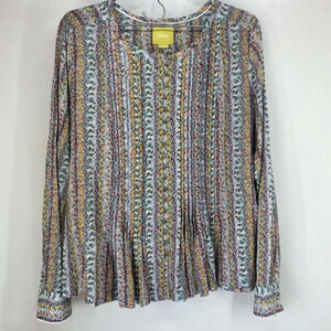Anthropologie Maeve Gelise Button Down Peasant Floral Top Womens Large